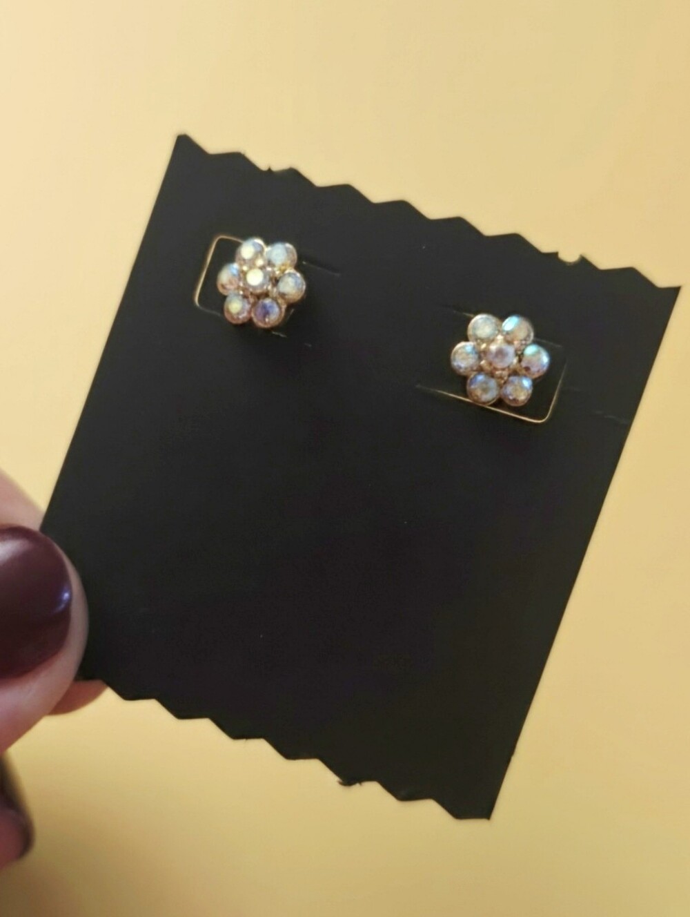 Crystal Cluster Flower Stud Earrings in Iridescent White